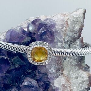 David Yurman Silver citrene and diamond boneless bracelet